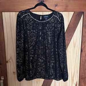 Liz Claiborne Black Blouse with Gold Speckles